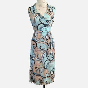 Vintage Ginger by KST Multi-Colored Sleeveless Retro Wrap Dress